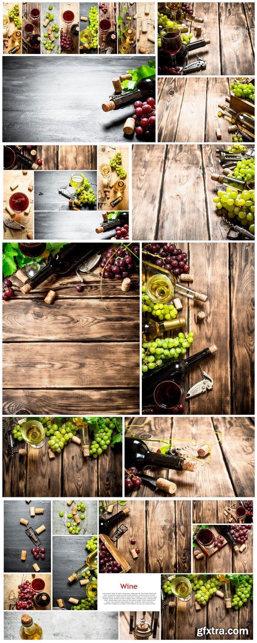 Food collage of red and white wine 11X JPEG