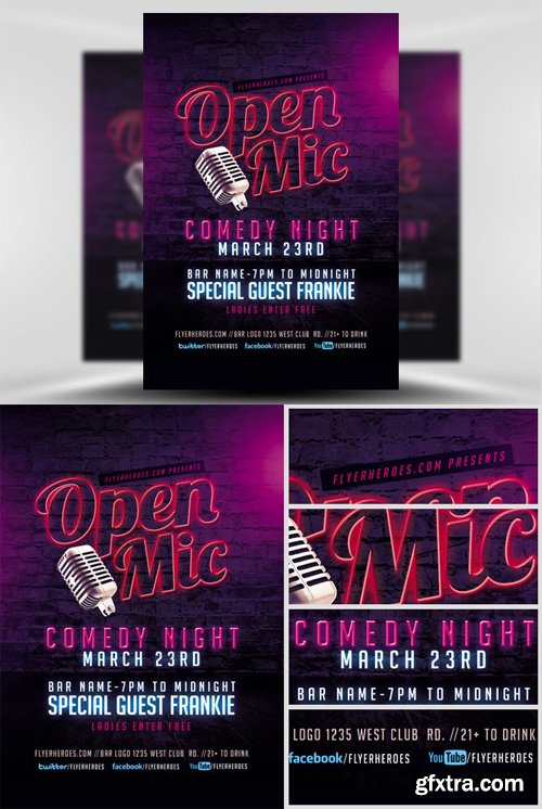Open Mic Comedy Night Flyer Template 2
