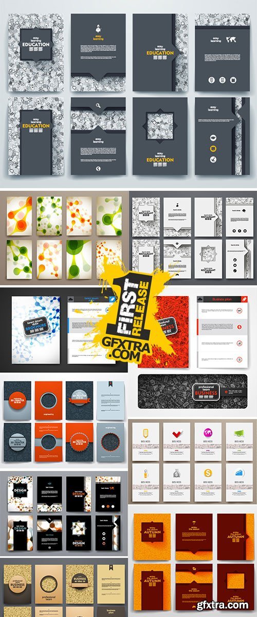 Stock Design brochures with doodles backgrounds on business theme