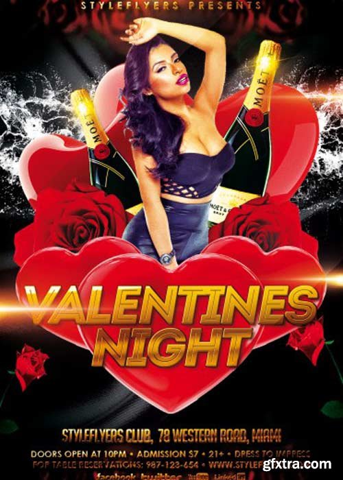 Valentines Night V31 PSD Flyer Template with Facebook Cover