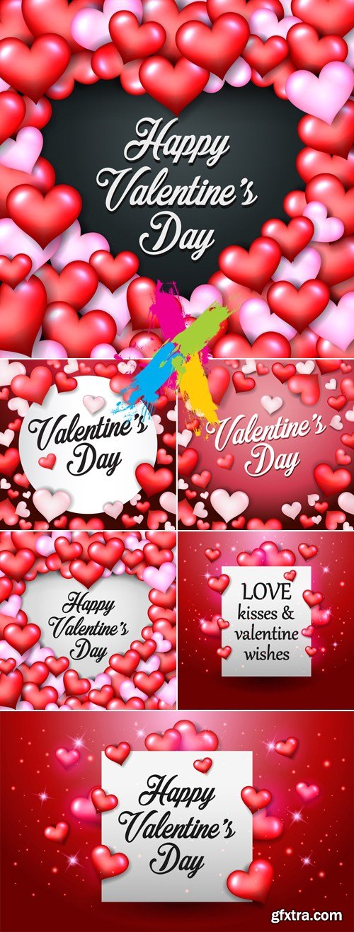 Valentine's Day Backgrounds with Hearts Vector