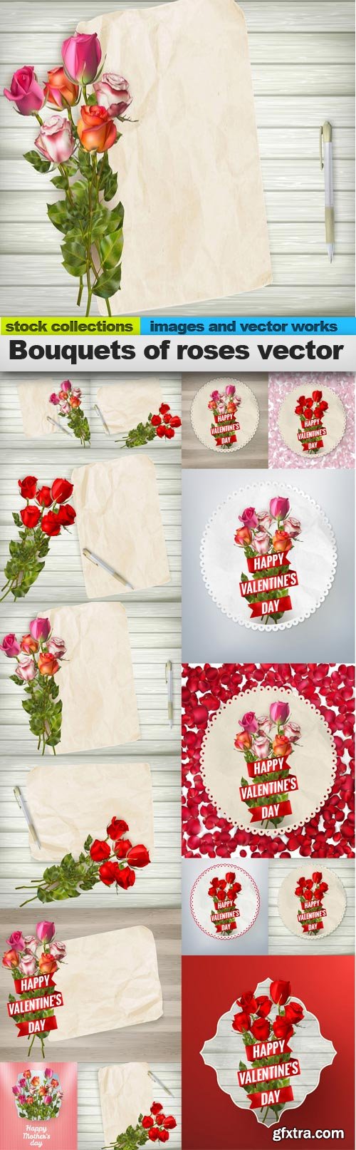 Bouquets of roses vector, 15 x EPS