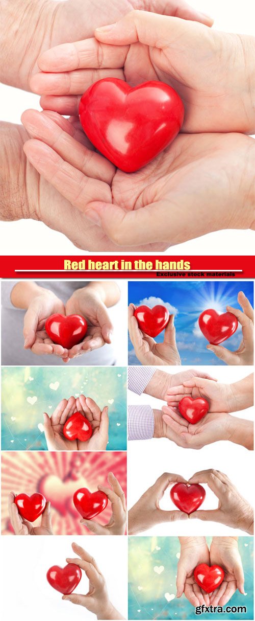 Red hearts in hands