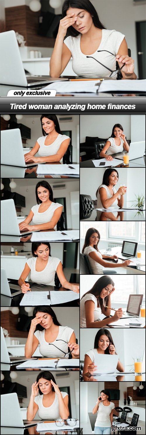 Tired woman analyzing home finances - 11 UHQ JPEG