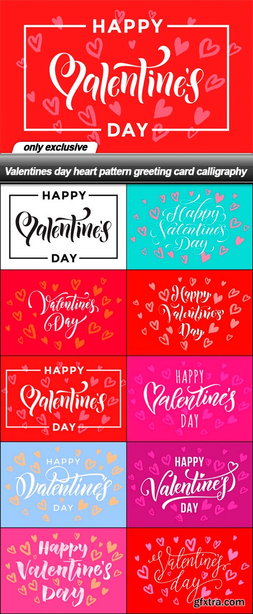 Valentines day heart pattern greeting card calligraphy - 10 EPS