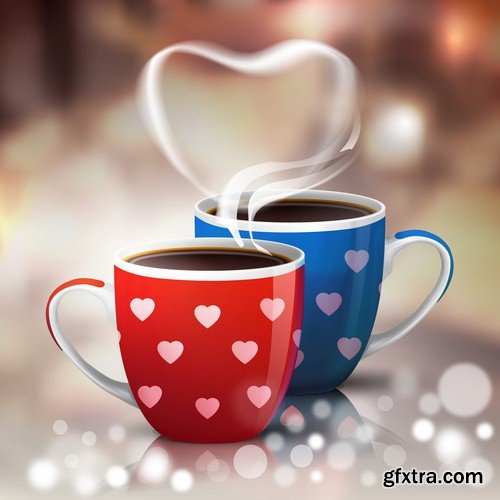 Happy Valentine's Day background with cup - 5 EPS