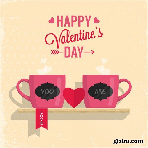 Happy Valentine's Day background with cup - 5 EPS