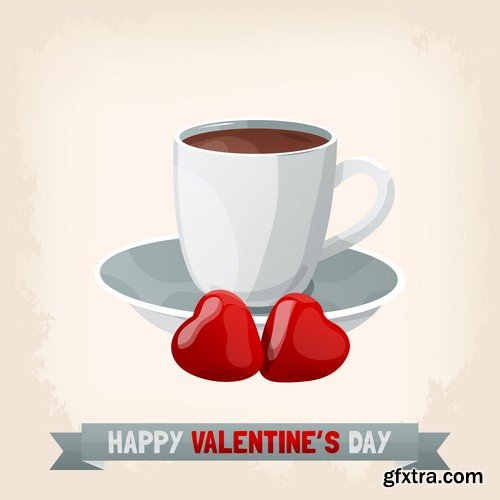 Happy Valentine's Day background with cup - 5 EPS