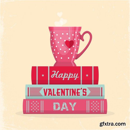 Happy Valentine's Day background with cup - 5 EPS