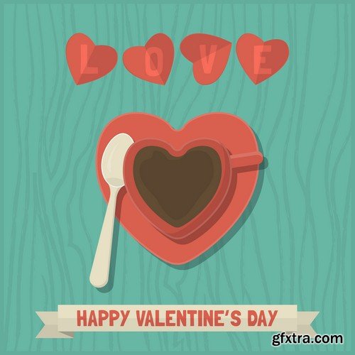 Happy Valentine's Day background with cup - 5 EPS