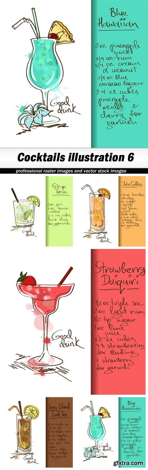 Cocktails illustration 6 - 5 EPS