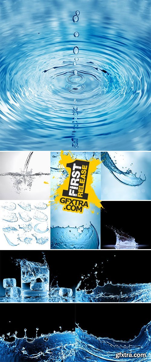 Stock Image Photo of water splash isolated on black