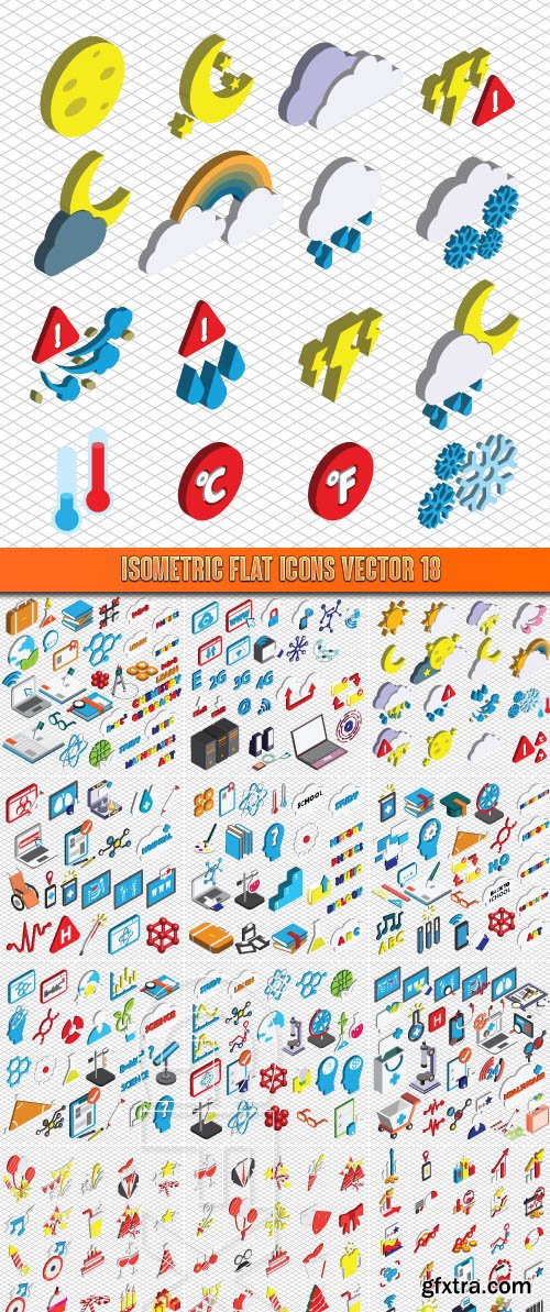 Isometric flat icons vector 18