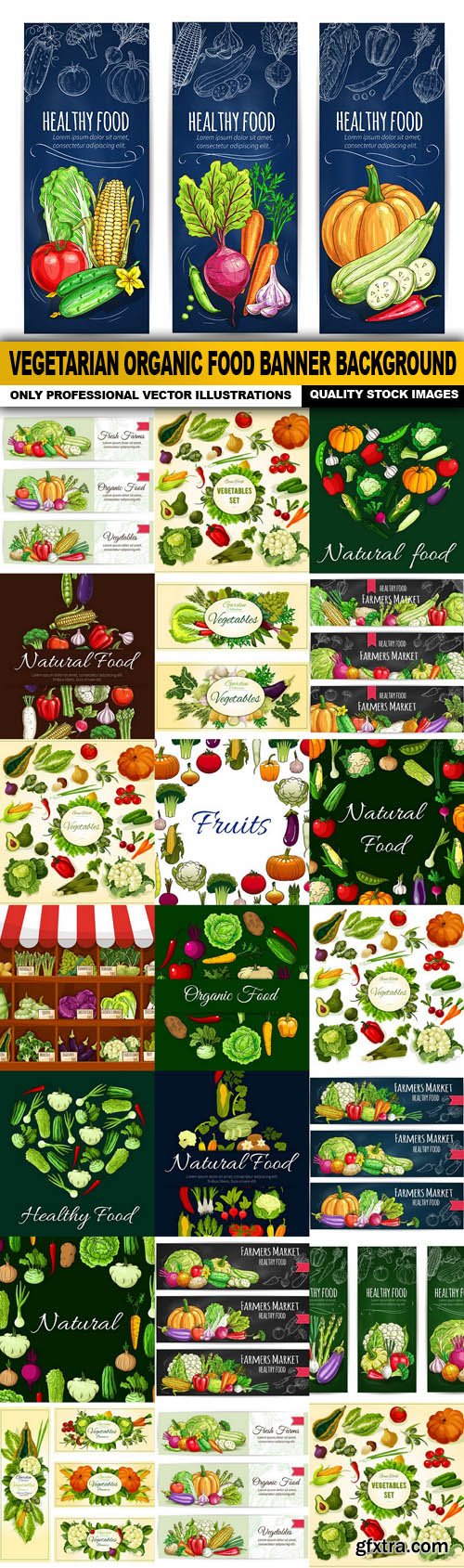 Vegetarian Organic Food Banner Background - 20 Vector