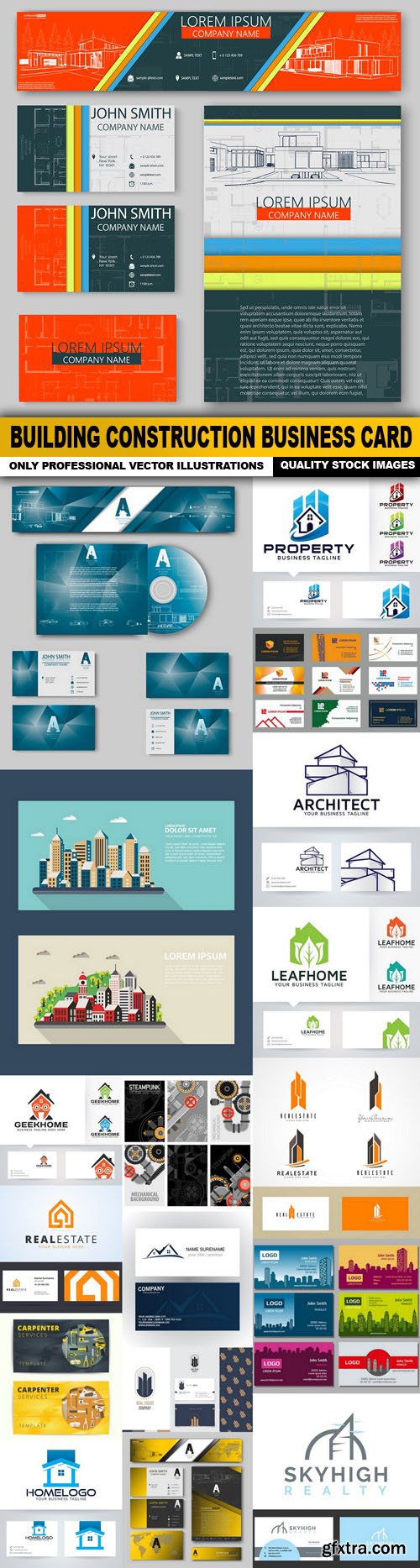 Building Construction Business Card - 20 Vector