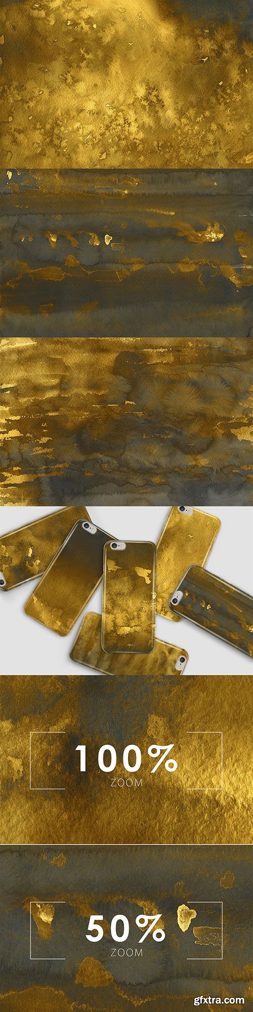 Golden Watercolor & Ink Backgrounds