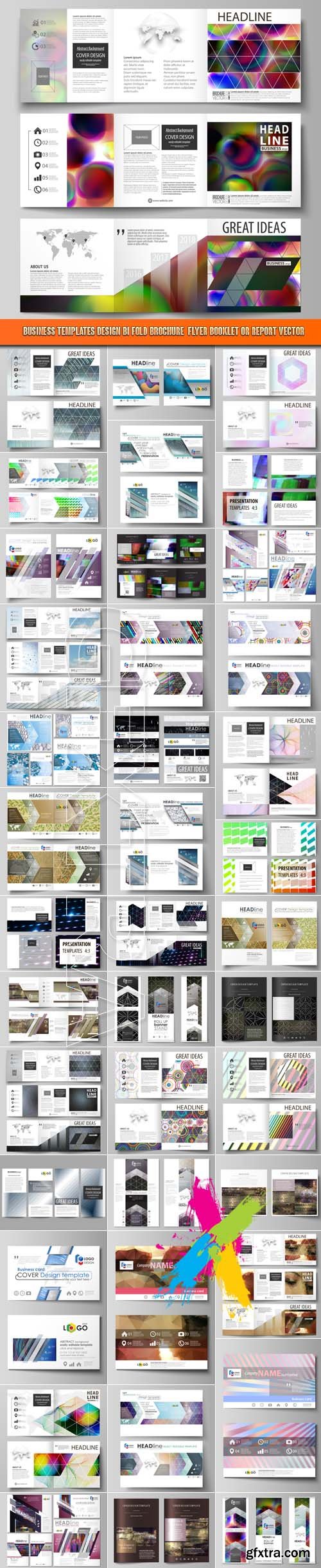 Business templates design bi fold brochure flyer booklet or report vector