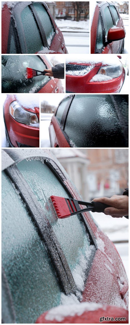 Rain with snow covered car window 7X JPEG