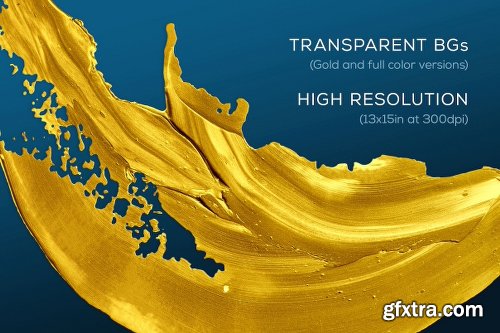 CreativeMarket Golden Paint—Transparent BG Textures 1151000