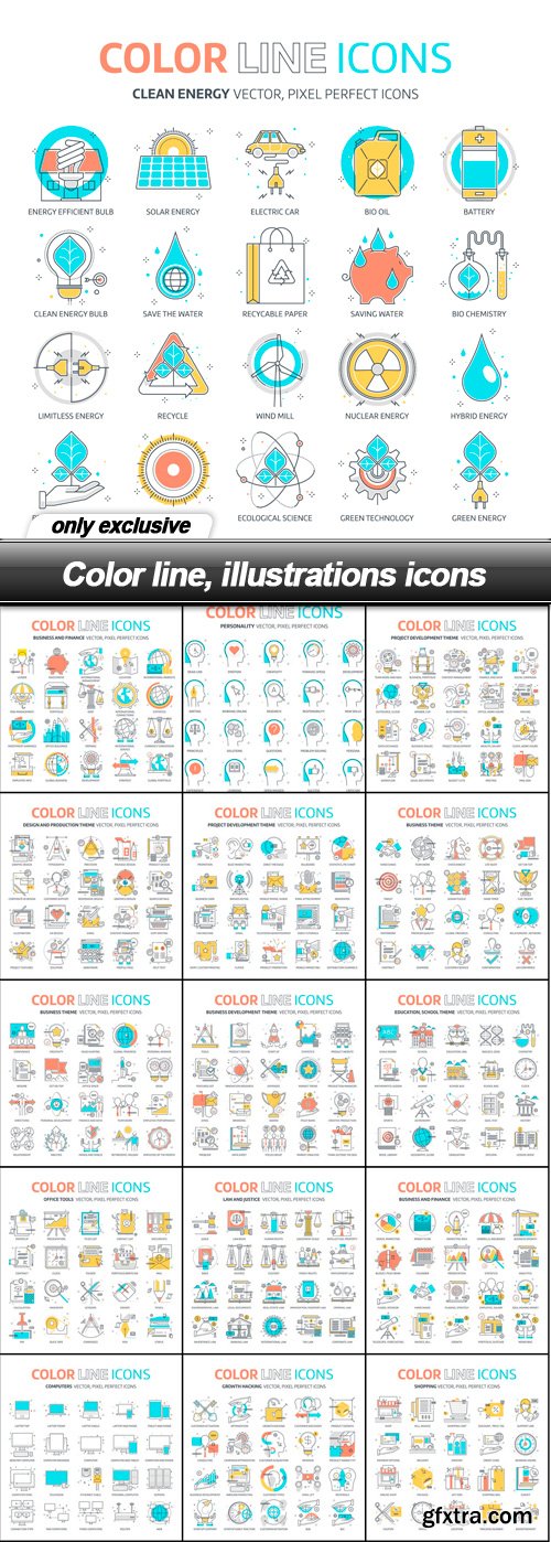 Color line, illustrations icons - 16 EPS