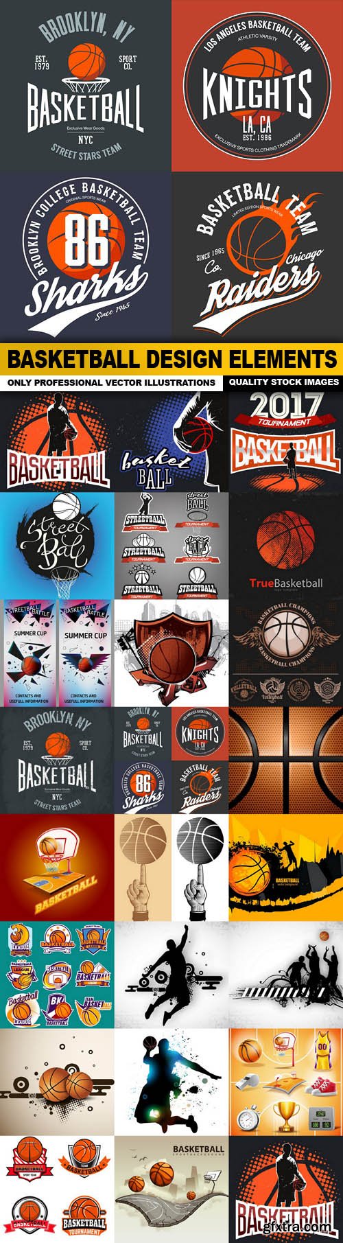 Basketball Design Elements - 22 Vector