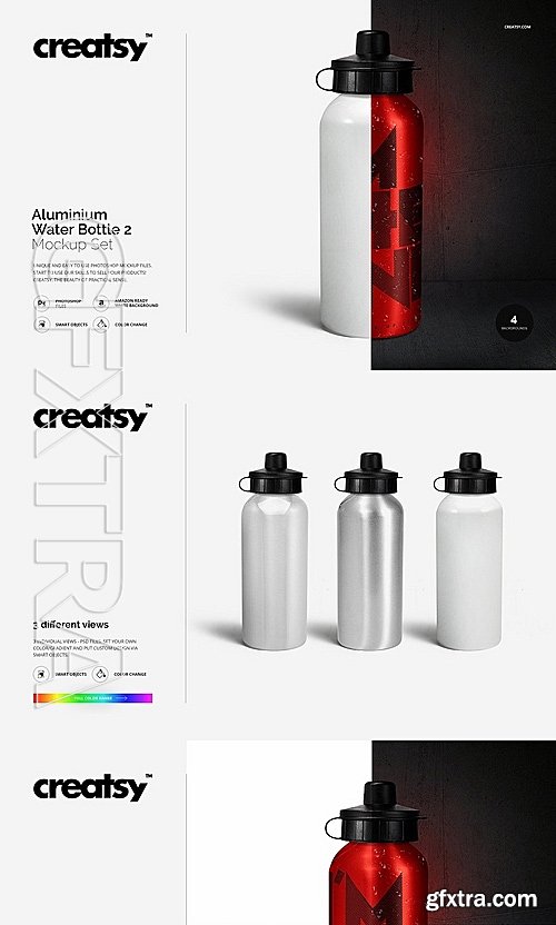 CM - Aluminium Water Bottle 2 Mockup Set 1161978