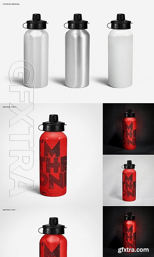 CM - Aluminium Water Bottle 2 Mockup Set 1161978