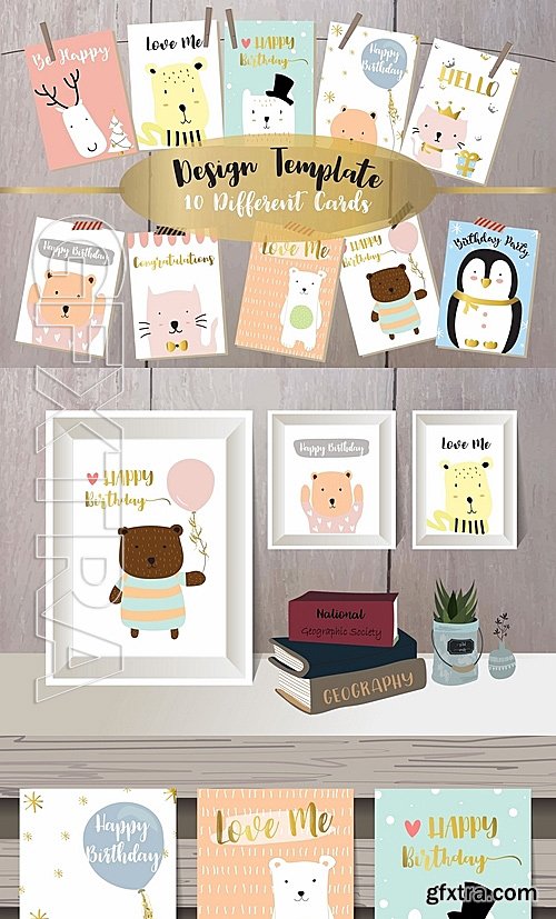 CM - 10 cute lovely design animal cards1# 1160247