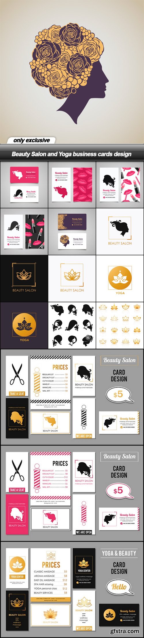 Beauty Salon and Yoga business cards design - 16 EPS