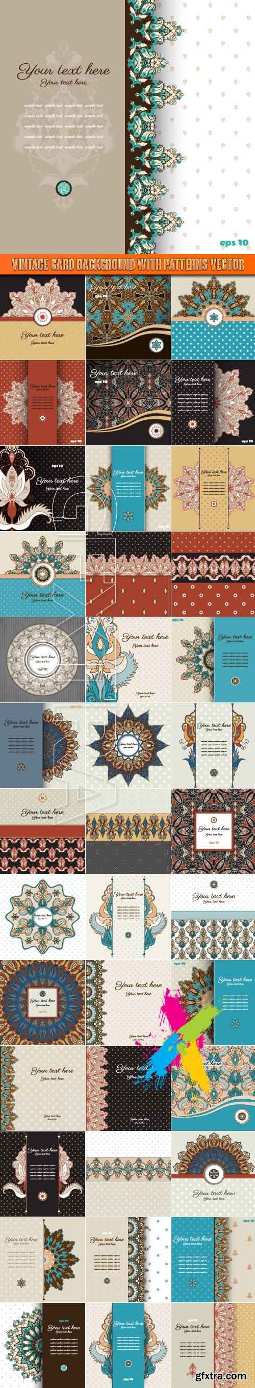 Vintage card background with patterns vector