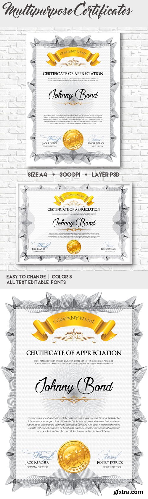 A4 Multipurpose Certificates PSD Template