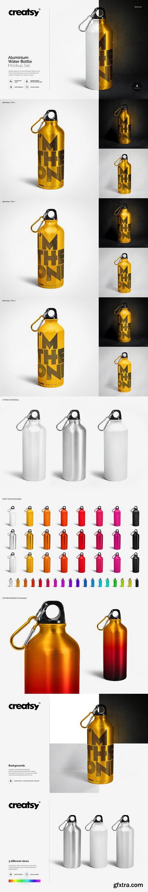 CM - Aluminium Water Bottle Mockup Set 1146800