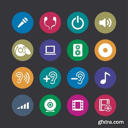 Collection of musical icon web design element logo 25 EPS