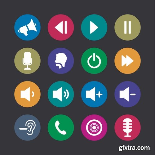 Collection of musical icon web design element logo 25 EPS