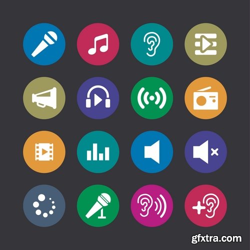 Collection of musical icon web design element logo 25 EPS