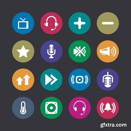 Collection of musical icon web design element logo 25 EPS