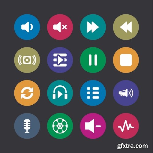 Collection of musical icon web design element logo 25 EPS