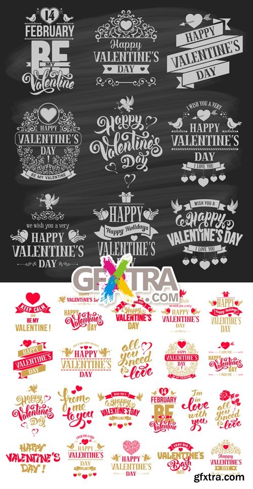 Valentine's Day Badges Vector