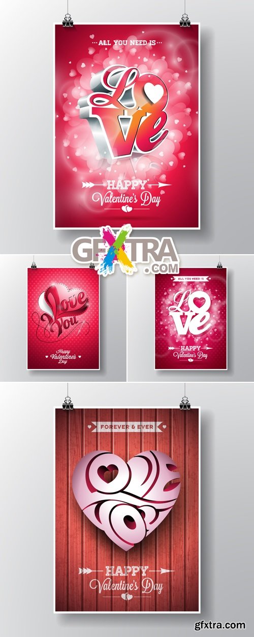 Valentine's Day Disco Party Flyers Vector