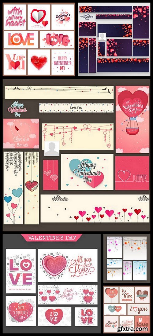 Valentines Day Banners Card - 6 Vector