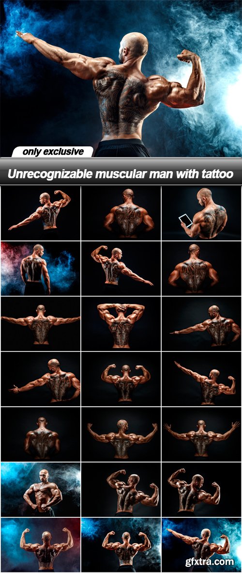 Unrecognizable muscular man with tattoo - 21 UHQ JPEG