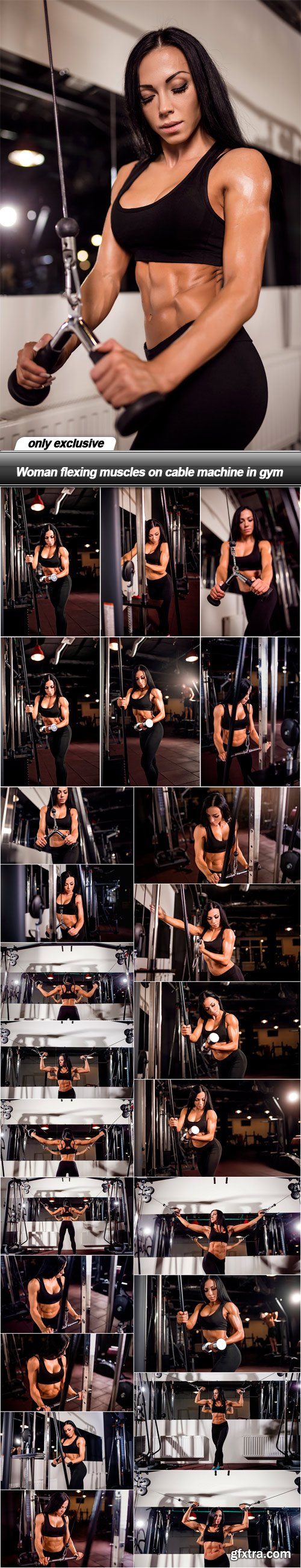 Woman flexing muscles on cable machine in gym - 25 UHQ JPEG