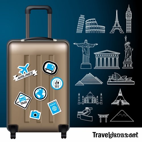 Collection business infographics laptop journey calculator Trips tourist ticket 25 EPS