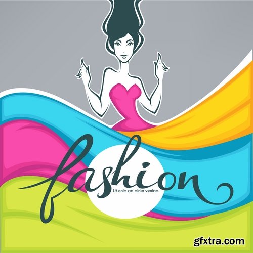 Collection fashion girl woman shopping logo icon the company 25 EPS