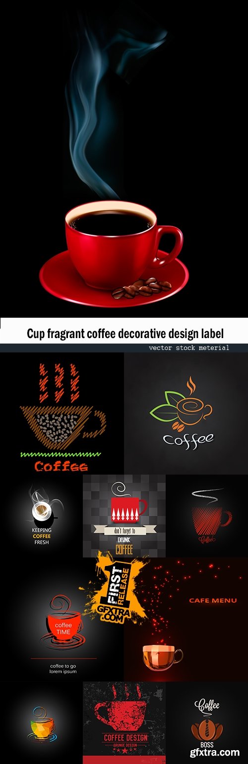 Cup fragrant coffee decorative design label