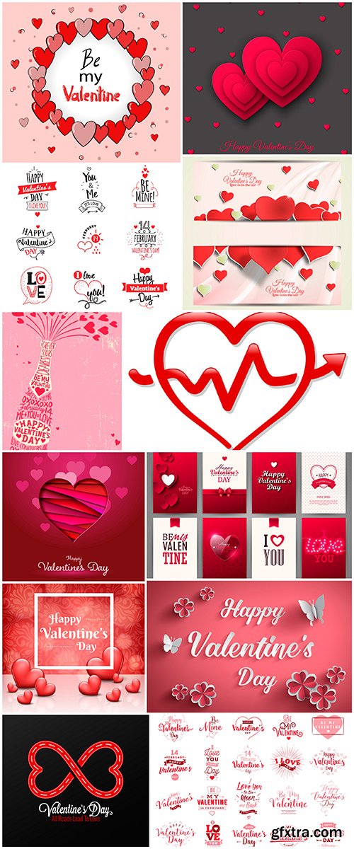 Set of vector cards Valentines Day - 12EPS