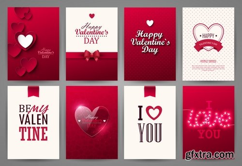 Set of vector cards Valentines Day - 12EPS