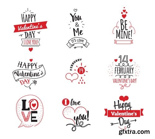 Set of vector cards Valentines Day - 12EPS