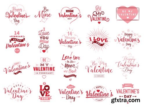 Set of vector cards Valentines Day - 12EPS