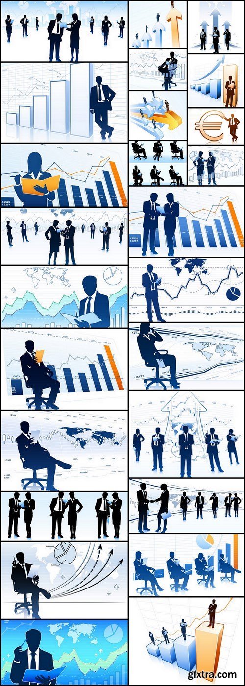 Business Silhouettes Charts - 25 Vector